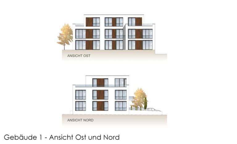 AS Norden Projekte Neubau von 3 Wohngebäuden Paderborn Ansicht Ost und Nord